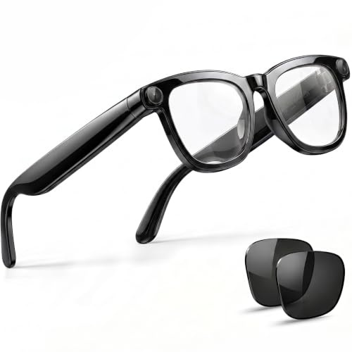 EarlySincere AI Smart Glasses, 4K Camera, Translation, ENC Bluetooth Calls | 8MP, EIS POV Video, AI Vision Assistant, Transcription, Open-Ear Audio, Anti-Blue Light+Sun Lenses, Premium Box, Office/Drive