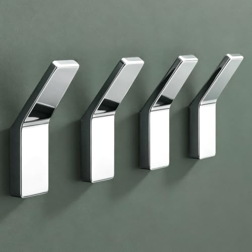 Mai & Mai Kleiderhaken Garderobenhaken 4 Stück in Silber | Wandhaken zum Bohren oder Kleben, Klebehaken extra stark für Bad, Schlafzimmer, Kleiderschrank und Flur Stalo-13