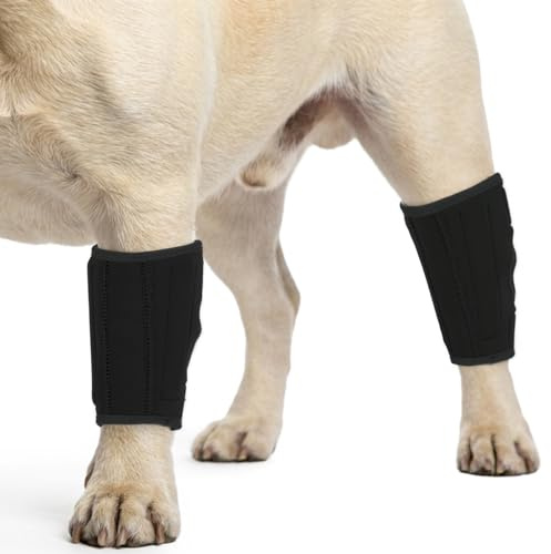 2 Pièces Bandages de Compression pour Pattes de Chien, Attelles de Jambe Chien Manchons Compression pour Rééducation et Soutien Articulaire Dog Knee Brace(Noir, M)