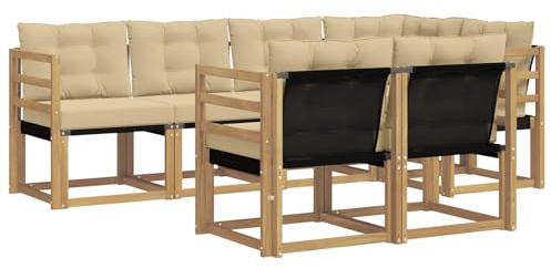 vidaXL Outdoor-Sofagarnitur mit Kissen 7 pcs Weiß und Beige, Moderner Outdoor-Sofa, strapazierfähige Gartenmöbel, Lounge für Terrasse, Komfortables Sitz-Set