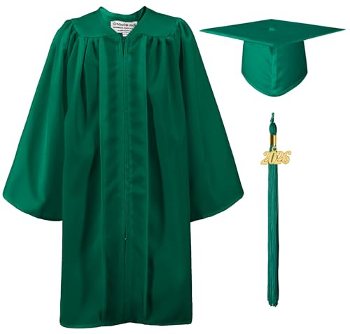 GraduationMall Matte Nursery Graduation Cap and Gown for Kids with 2026 Tassel Kindergarten Preschool Graduation Hat Emerald 27(107-114cm)
