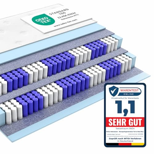 Matratzen Perfekt Boxspringmatratze Terra Med Box², 80 x 200 cm – orthopädische Federkernmatratze mit Doppelfederkern, ideal für Boxspringbetten, Härtegrad H5, Höhe 33 cm