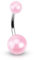 beyoutifulthings Bauch-nabelpiercing 2 ACRYL-Kugeln 8mm 1,6mm 10mm Nabel-Piercing Edelstahl Chirurgenstahl Bananabell Silber Hellrosa