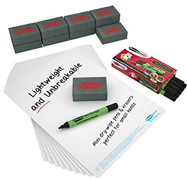 Show-me SRP10A A4 Super tough Plain Dry wipe Boards, Small Kit (Pack of 10)
