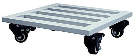 Mkuha Square Metal Plant Pot Trolley Large Plant Pot Mover Dolly Garden Flower Pot Stand on Wheels Heavy Duty Plant Pot Caddy on Wheels Plant Pot Saucers with Wheels Outdoor and Indoor, Gray, 40