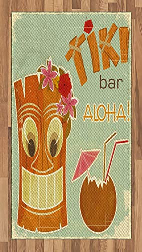 ABAKUHAUS Tiki Bar Teppich, Trinken Flora, Färben mit langfristigen Halt, 80 x 150 cm, Mehrfarbig