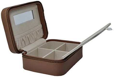 Mon Amour Reise Schmucktasche Schmuckrolle, Handgefertigt mit Einsätzen aus echtem Leder Kleine rechteckige Schmuckschatulle -