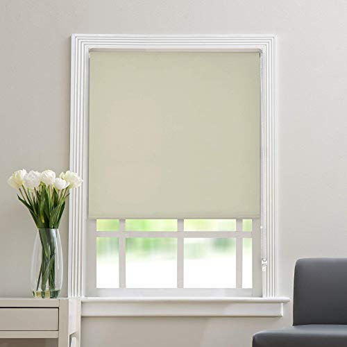 Deco Window 100% Blackout Roller Blinds for Windows (132 CM W X 213 CM L, Silver Beige) Polyester Curtain Shades Room Darkening Sun UV Protection Sunshade for Home & Office Inside Outside Mount