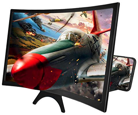 Newseego 12 Lupa de Pantalla de Teléfono, 3D HD Amplificador de Pantalla con Diseño de Superficie Curva Videos Películas Amplificador Soporte de Teléfono Plegable Amplificador para Todos Smartphone