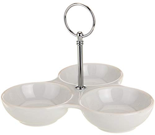 matrasa Snackschale - 3 Fächer mit Metallgriff - Antipasti Nüsse Dips Tapasschale Servierschale 20x26,5cm