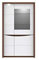 FORTE Saint Tropez Vitrine mit 3 Türen und 1 Glastür, Holzwerkstoff, Sangallo Eiche Dekor kombiniert mit Weiß Glanz, 42 x 93,8 x 158,8 cm