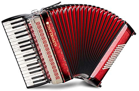 Alpenklang Pro Akkordeon III 72 M Shadow Red - 34 Diskant-Tasten- 6 Diskant-Register - 3-chörig im Diskant - 4-chöriger Standard-Bass - inkl. Musette Register - inkl. Koffer & Riemen