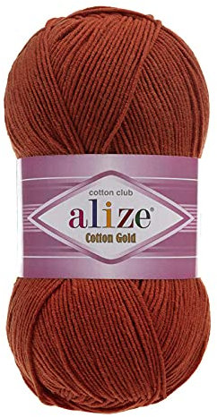 100g Strickgarn Alize Cotton Gold Uni Klassikgarn Häkelgarn Strick-Wolle Farbwahl, Farbe:36 terra