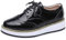 ANUFER Mujer con Cordones Brogues Zapatos Deportivos Casual Plataforma Creepers Negro Charol SN02887 EU40