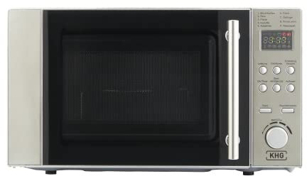 KHG Mikrowelle MW-20.1GS mit Grill 20L aus Metall in silber, 9 Automatikprogramme, 1.200 Watt, inkl. 60-Minuten Timer, Drehteller/Grillrost, Digitalanzeige, Kindersicherung