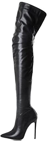 ROMIDA Damen Hohe Stiefel Schuhe Langschaft Overknee Stiefel Stiletto High Heels Lang Boots Langschaft Stiefel Herbst Winter Stiefel Stiefelette Knöchel Schuhe Ankle Boots, Schwarz, 40 EU