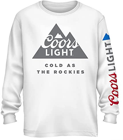 Coors Light Herren Miller Shirt – Coors As Cold As The Rockies Beer Logo Shirt Langarm Shirt, Weiß, M