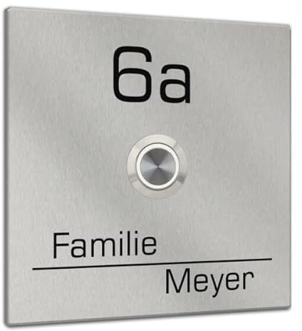 Zalafino Türklingel Edelstahl 2mm Stärke 60x60mm/70x70mm/80x80mm/90x90mm/100x100mm/120x120mm/150x150mm/160x160mm (Edelstahl, RAL 7016 anthrazit grau, RAL 9005 schwarz oder DB 703)