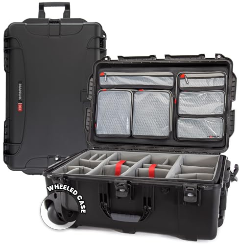 NANUK 963 Pro Photo Kit – Wasserdichter Hartschalenkoffer für Kameras, mit gepolsterten Trennwänden und Rollen (82,55 × 53,34 × 31,24 cm) – Staubdicht und stoßfest (Schwarz)