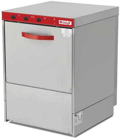 Romux® Lavavasos Industrial 35x35 cm con Bomba de Abrillantador, Detergente y Desagüe | Lavavasos para Hostelería | Lavavasos Profesional Lavado Ultra Rápido 2 minutos para Bares y Restaurantes