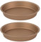 Russell Hobbs COMBO-8122 Opulence 2er Set Antihaft Runde Pfannen Backformen für Kuchen, Torten, Torten und Quiches, einfache Reinigung, PFOA-frei, ofenfest bis 220 Grad, 24 cm, Karbonstahl, Gold