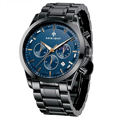 BENYAR Herrenuhr Analog Quarzwerk Mode Chronograph Casual Sport Design,Edelstahl Chronograph Quarzuhr Herren Designer Armbanduhr 30M Wasserdicht Elegantes Geschenk für Männer