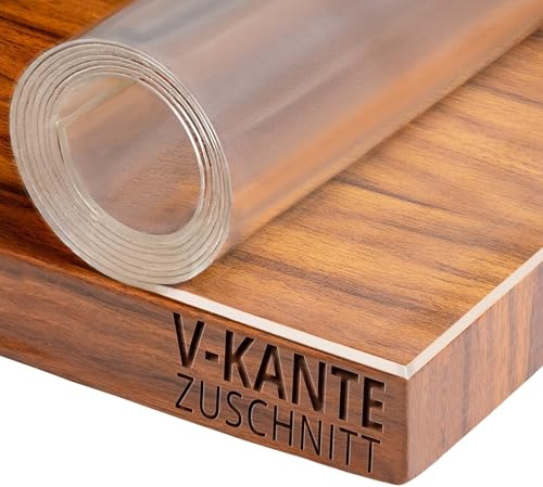 Transparent Tischfolie Schutzfolie Folie leicht mattiert Abgeschrägte V-Kante Eckig 40 x 120 cm Tischdecke Maschinenzuschnitt