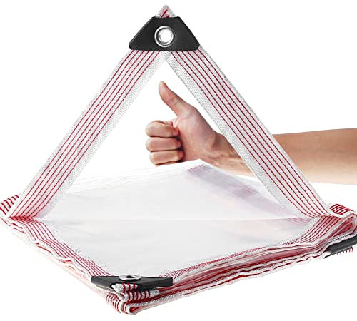 BACFEILIN transparente, Transparente Plane mit ösen, wasserdichte Abdeckplane aus 420g/m² PVC Material, Outdoor Vorhang,Verwendung als Outdoor-Regen- und Windschutz,mit Seil und Kabelbindern 1M×1.5M