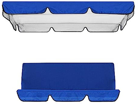 LOVIVER Patio Swing Canopy Replacement, 3 Seater Garden Swing Seat Canopy Cover for Indoor Outdoor Canopy Furniture, Blue