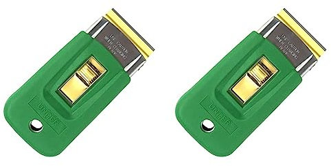 UNGER CDU170-G ErgoTec Window Glass Scraper - Safety Scraping Tool for Window Cleaning - Tough Dirt, Tape, Sticker & Paint Scraper for Glass,Green,10 x 2 x 50 centimetres (Pack of 2)