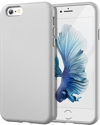 JETech Silicone Case for iPhone 6s Plus/6 Plus 5.5 Inch, Silky-Soft Touch Full-Body Protective Case, Shockproof Cover with Microfiber Lining (Light Grey)