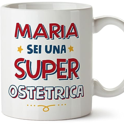 Mugffins Tazza Personalizzata in ceramica per OSTETRICA donna 11 oz / 350 ml - In italiano - Sei Super - Idea regalo per compleanno, anniversario, natale, laurea
