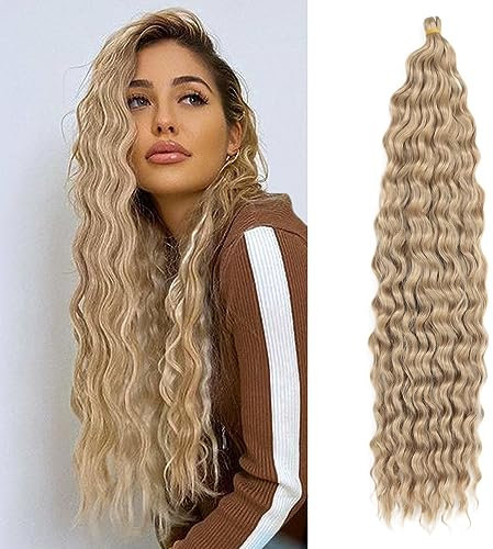 Dsoar 22 Zoll 3 Packs Tief Twist Crochet Hair Ocean Wave Curly Bohemian Crochet Braids Deep Wave Hair Bundles Synthetische Haarverlängerungen für Frauen