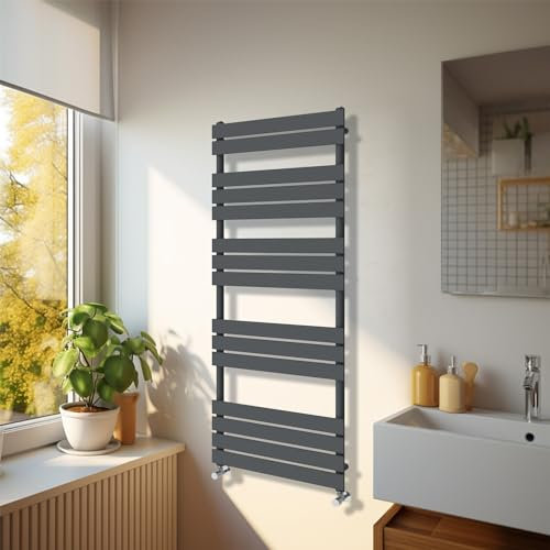 NRG Modern Bathroom 1600 x 600mm Flat Panel Heated Towel Rail Radiator Anthracite for Living Room and Kitchen