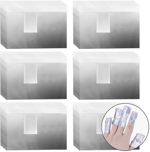 PINGEUI 700 Pcs Aluminium Foil Nail Wraps Nail Soak Off Wraps Gel Nail Remover Foils with Pre-attached Lint-Free Cotton Pads