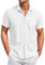 COOFANDY Summer Shirts Men's Casual Short Sleeve Shirt Button Down Shirt Business Dress Shirt Summer Beach Tops White M