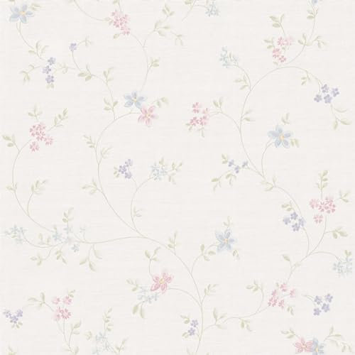 BRICOFLOR Shabby Chic Vintage Tapete mit Blumen hell ideal für Landhaus Küche und Schlafzimmer Romantische Blumentapete aus Vlies