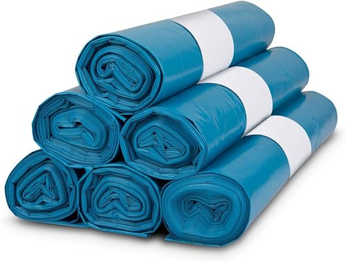 TONECO Profi Müllsäcke 60 Stück Abfallsäcke Extra Stark 70 cm x 110 cm - 6 ROLLEN (60 extra starke Beutel) - Blaue Müllbeutel - 120L - super stabil - 100% recycelte Folie - (6)