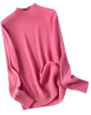 Pullover da donna in lana con collo a lupetto semplici semplici maglioni comodi viola grigio9 bianco, Fucsia, S