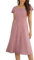 Berylove Robe de cocktail pour femme - Col carré - Robe festive - Robe de soirée longue à paillettes - Robe de bal avec manches - Robe d'invité de mariage, Blush, S