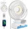 360° Oszillierend Clip Ventilator mit Fernbedienung - 10000mAh Akku USB Tischventilator Tragbarer - Timer-Funktion & 4 Stufen Leise Camping Klemmventilatoren - LED Licht Mini Fan 75 Stunden, Ø17.5cm