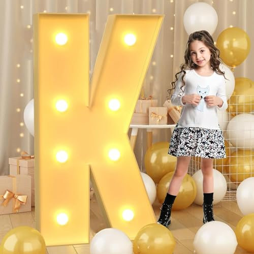 Lettre K géante lumineuse à DEL de 120 cm, panneau lumineux en mosaïque pour chapiteau, lettres LED pour Saint-Valentin, anniversaire, Noël, Nouvel An