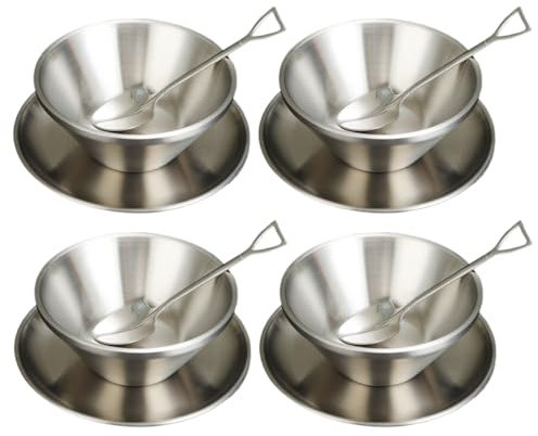 Bafnsiji Juego de tazones de inmersión, Cuencos de inmersión de Acero Inoxidable, Cuencos de Postre de Acero Inoxidable, Pequeño Plato de condimento Redondo, Mini Platos de Aperitivo,B