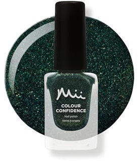 Mii Colour Confidence Quick Dry Nail Polish | Long Lasting Nail Polish & Fast Drying Nail Polish | Nail Strengthening Polish with Nourishing Formula | 14ml Nail Paint | Emerald Studded, Holly Green