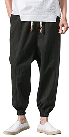 GXYANiaoy Herren Leinenhose Leicht Freizeit Baumwolle Chinohose Linenpants Große Größen Stretch Lang Mit Taschen Leinenhose Mit Taschen Breit Slim Fit Trousers Sommerhose