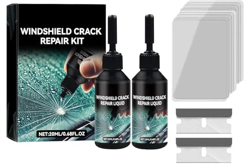 Windschutzscheibe Reparaturset, Auto Windshield Repair Kit, Autoscheiben Glas Reparatur Flüssigkeit, Auto Glas Reparatur Set zur Reparatur von Rissen, Kratzern, Löchern, Spinnennetzen (2 Stück)
