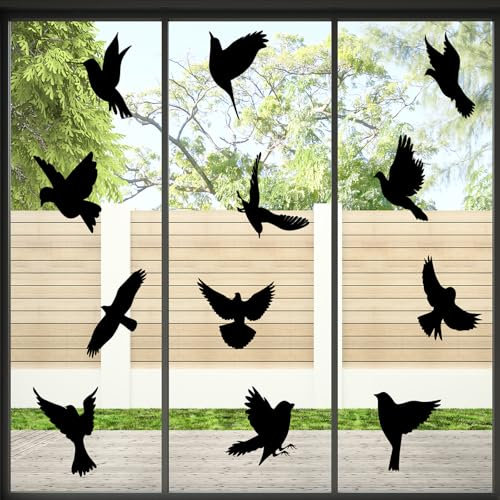 Adesivo per Uccelli per Vetri di Finestre Adesivo per Finestre Protezione Uccelli Impedisce a Persone e Uccelli di Colpire la Finestra(Nero)