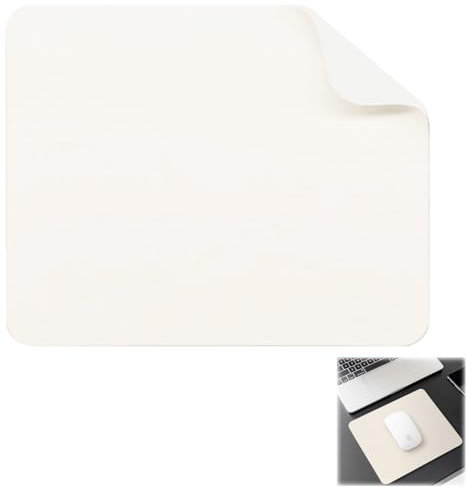 Tapis de Souris en Cuir avec propriétés imperméables,Tapis Souris Tissu,Surface texturée Litchi antidérapante, Toucher Doux, pour Le Bureau et Les Jeux, 26x21 cm,Accessoire de bureauc (Blanc)