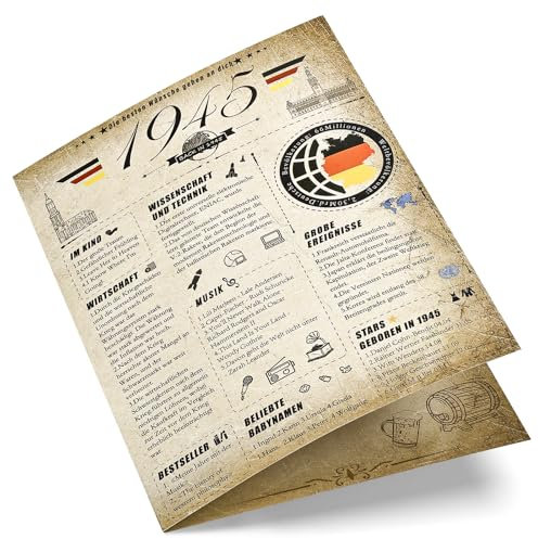 Joyoldelf 80. Vintage Geburtstagskarte, 1945 Jahrgang Zeitung Grußkarten Geschenk, 3D Pop Up Geburtstagskarte mit Umschlag für Mann und Frau