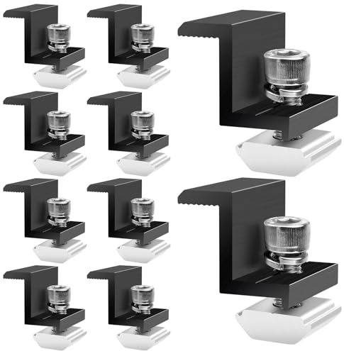 Staffe per Pannelli Solari: 10 Pezzi Supporto per Pannello Solare, Staffe Pannelli Fotovoltaici Alluminio, Supporti per Pannello Fotovoltaico, 30mm Staffa Z con Dadi e Bulloni per Kit Fotovoltaico